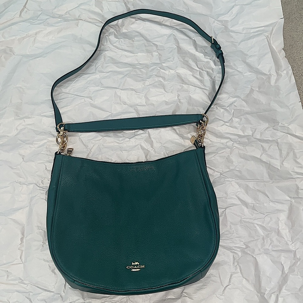 Coach Elle Hobo in Forest Green Leather F31399